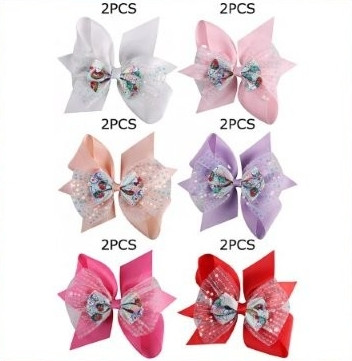5.9" Novelty Sequin Hair Bow Clip .70 each