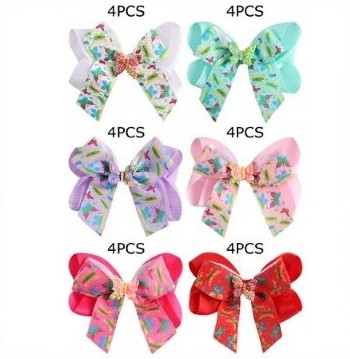 4.7" Butterfly Rainbow Hair Bow Clip 24 pcs per pk .35 each