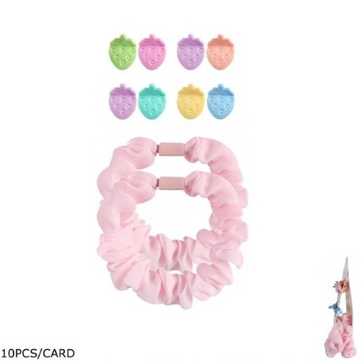 10 Pc Set Strawberry Mini Clips & Hair Ties Set .70 each set