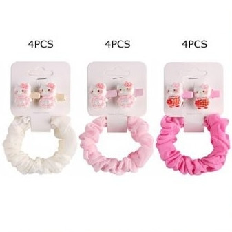 4 Pc Set Novelty Clips & Hair Ties Set .70 each set