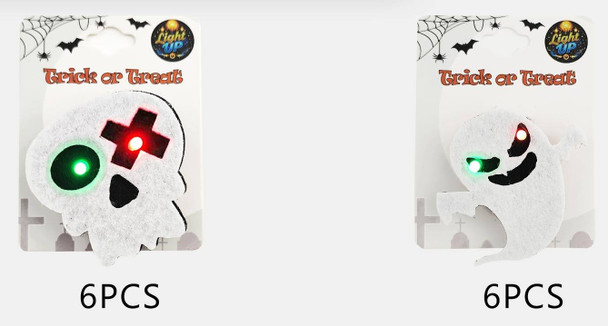 1.8" Light-Up Halloween Ghost & Skull Brooch .70 each