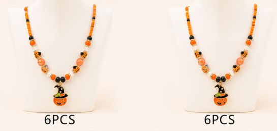 17"+3" Halloween Jack-O'-Lantern Pendant Necklace .70 each