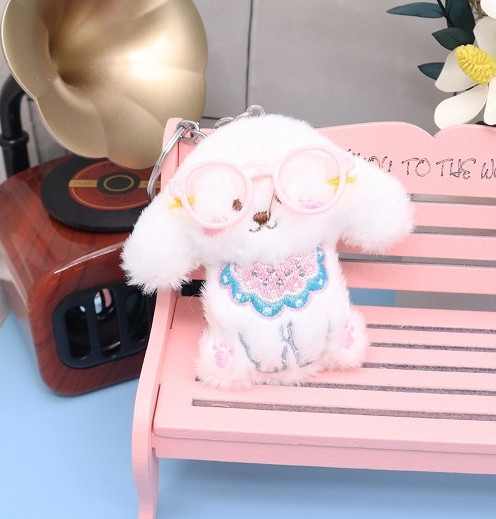 Cute Plush Dog Keychain w/ Glasses .70 each