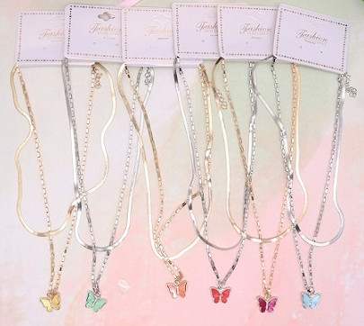 Layered Butterfly Pendant Necklace .70 each