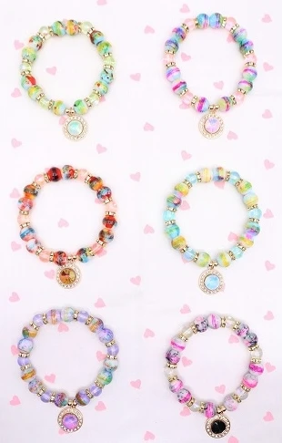 Colorful Beaded Rhinestone Charm Bracelet .70 each