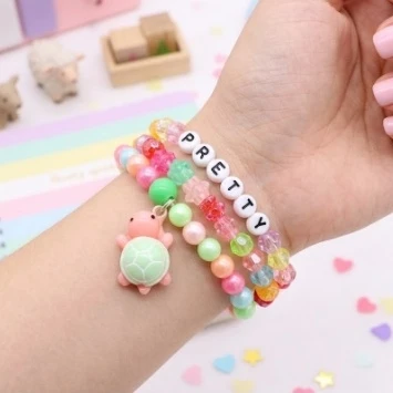 Kids PRETTY Beaded Stretch Bracelet Set .70 each set
