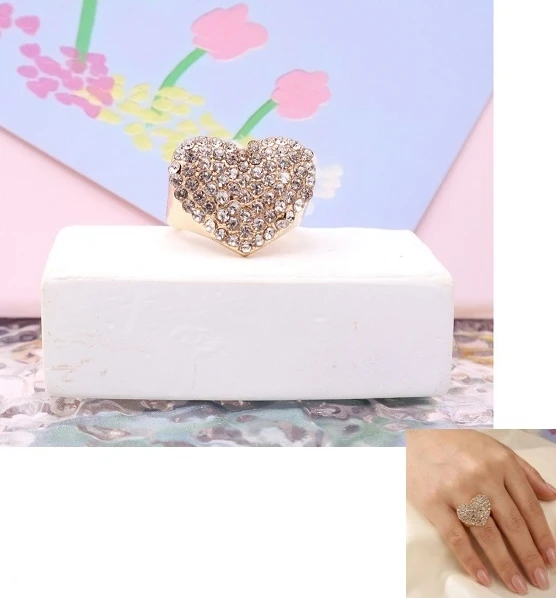 Rhinestone Heart Statement Ring .70 each