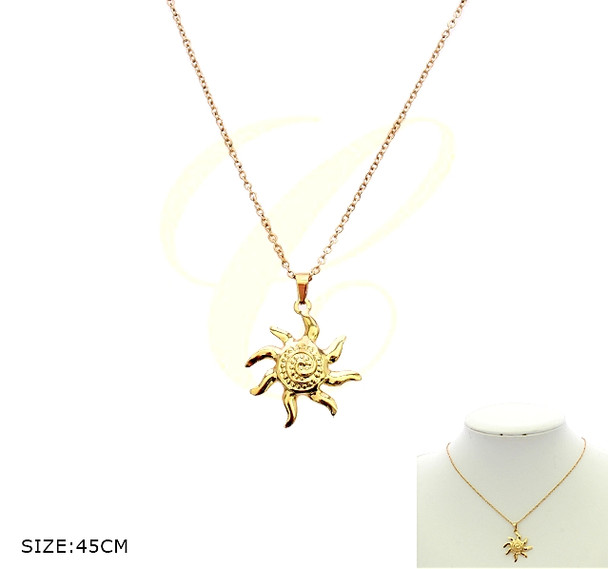 16"-18" Adjustable Stainless Steel Celestial Sun Pendant Necklace .70 each