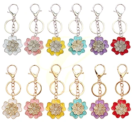 4.3" Flower Rhinestone Charm Keychain .70 each