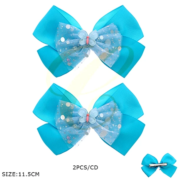 4.5" Glitter Butterfly Gator Clip Hair Bow 24 pcs pk .35 each