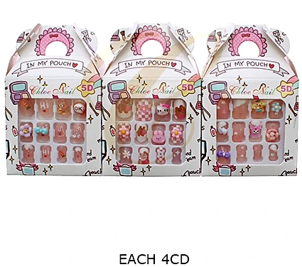 Kids Mixed Design 12 Pack Pre Glued Nails .70 each set
