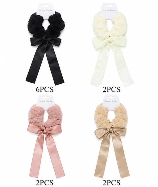 Plush Fuzzy Scrunchie with Long Satin Bow .70 each