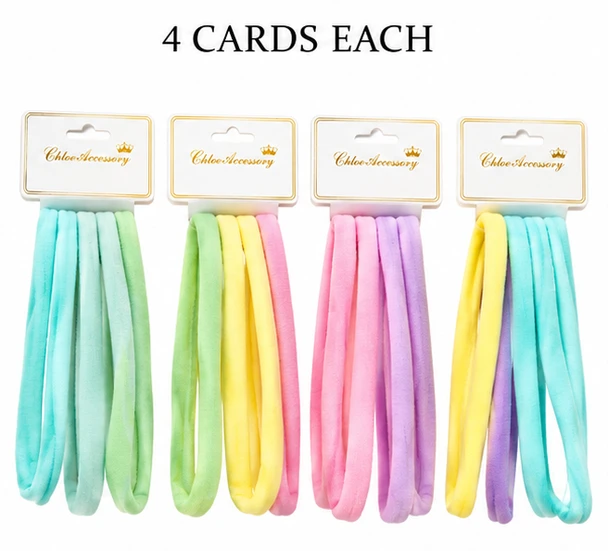 4 Pc Soft Pastel Nylon Headband Set .70 each set
