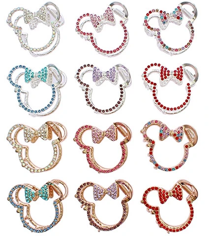 1.7" Novelty Stone Casting Gold & Silver Hair Jaw Clip Asst Colors .70 each