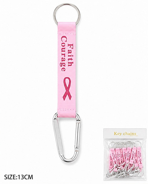 5.1" Pink Ribbon “Faith & Courage” Keychain .70 each