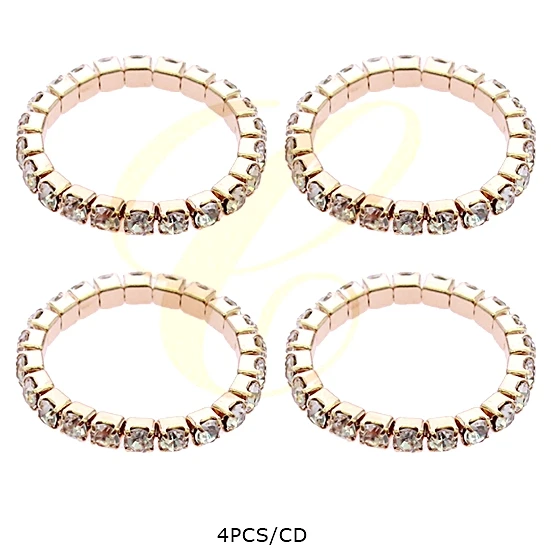 4 Pc Set Gold Clear Rhinestone Stretch Toe Ring Set .70 per set