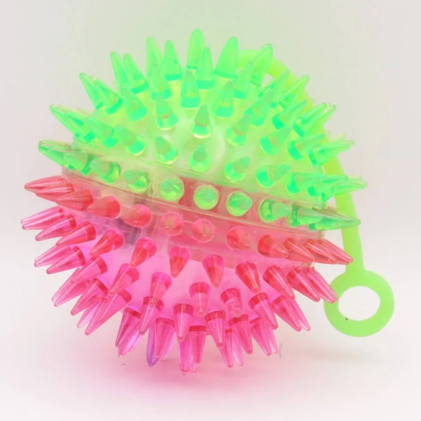 3" Two Tone Spikey Squeaky Light Up Balls w/ Yo Yo 12 per bx .75 each 