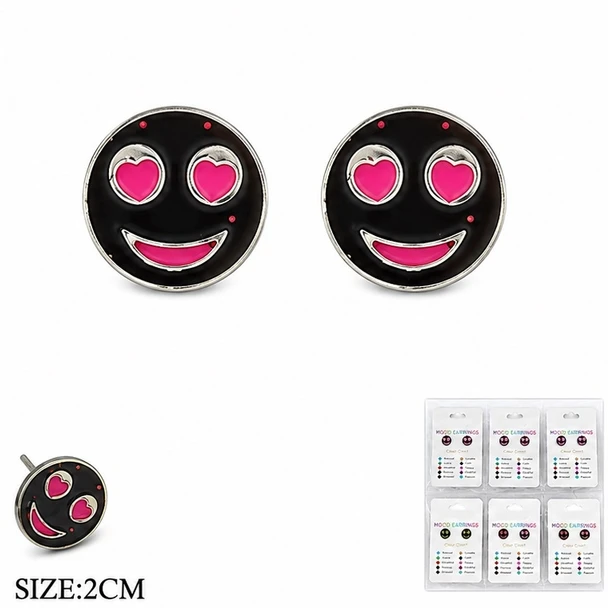 0.8" Mood Heart-Eyes Emoji Earrings .70 each