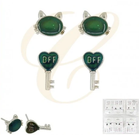 0.6" Cat & BFF Key Change Color Mood Earrings .70 each pair