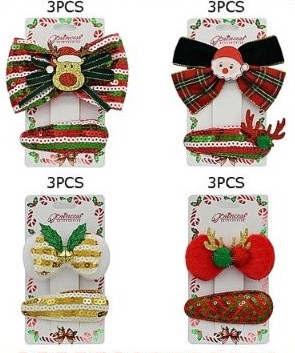2 Pc Set Christmas Bow + Hair Clip .70 each set