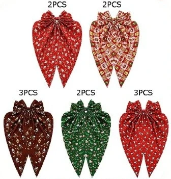 5.9" Christmas Novelty Long Tail Bow Hair Clips .70 each