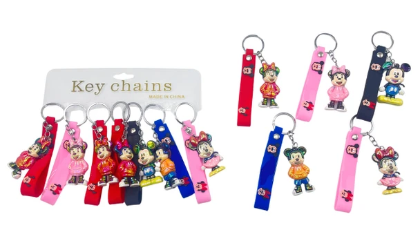 Shiny Novelty 3 in 1 Strap Keychain Asst Colors .70 each