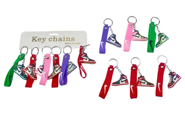 Shiny Sneakers 3 in 1 Strap Keychain Asst Colors .70 each
