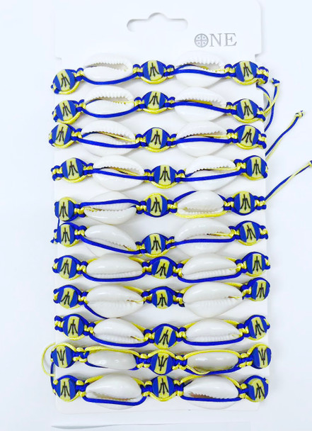 Barbados Flag Cowrie Shell Bracelet .70 each