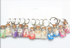1.75" Sea Side Theme Glass Bottle Keychain w/ Sand & Shells .70 each