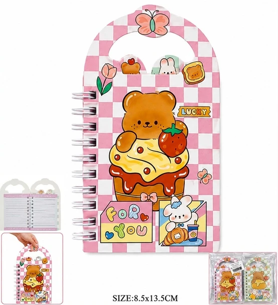 3.3" × 5.3" Cute Bear Mini Spiral Notebook .70 each