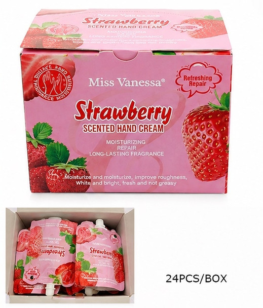 Strawberry Scented Hand Cream Moisturizing & Repair 24 pcs per display box .75 each