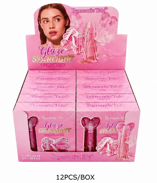 Glaze Starlight Lip Gloss + Butterfly Keychain Set 12 sets per display $2.25 each set
