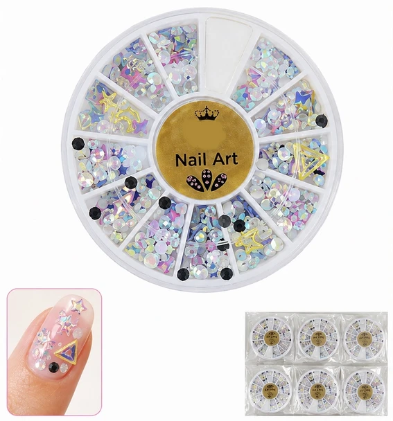 AB Rhinestone & Geometric Nail Art Wheel .70 each