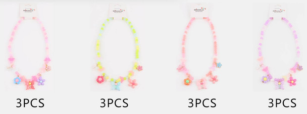 Kids Butterfly & Flower Beaded Charm Necklace Assortment .70 each