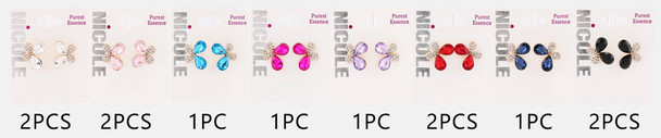 0.7" Crystal Butterfly Stud Earrings .70 each pair