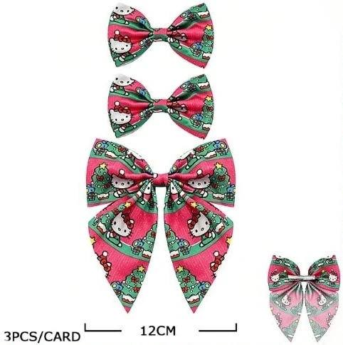 4.7" 3 Pc Set Novelty Christmas Hair Bow Clip .70 each set