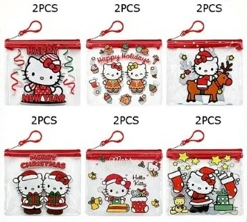 5.9" Christmas Novelty Clear Zipper Pouch with Clip .70 each