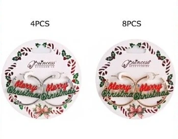 1.4" Merry Christmas Hoop Earrings .70 each pair