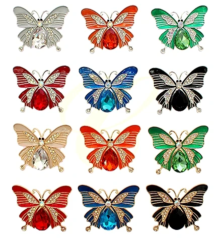 Rhinestone Butterfly Brooch Pin with Pearl Accent .70 each