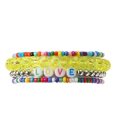 LOVE Beaded Stretch Bracelet Stack .70 each set