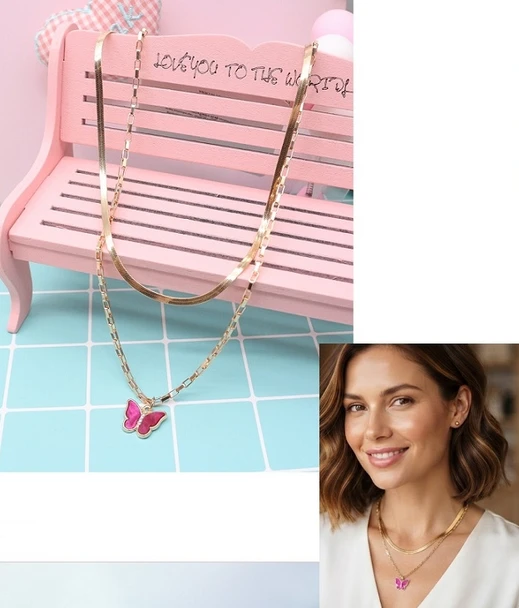 Layered Butterfly Pendant Necklace .70 each
