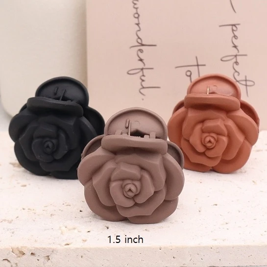 1.5" Matte Rose Flower Hair Claw Clips .70 each