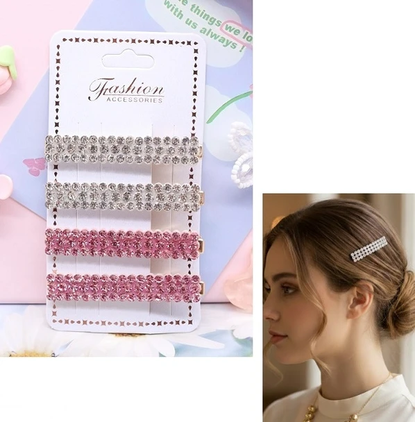 4 Pc Rhinestone Hair Clip Set .70 each set