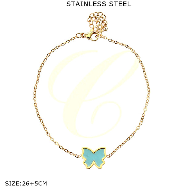 Stainless Steel Butterfly Charm Anklet .70 each