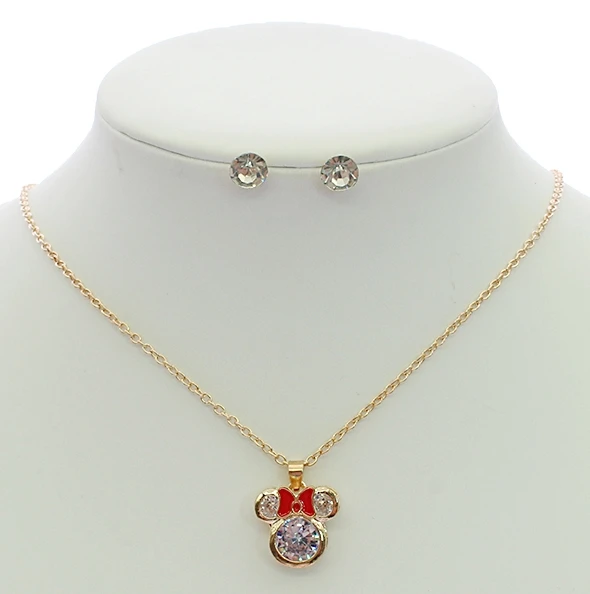 Novelty Crystal Accent Pendant Necklace & Stud Set .70 each