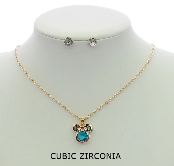 Novelty Crystal Accent Pendant Necklace & Stud Set .70 each