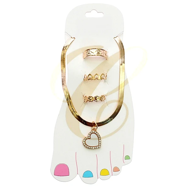 4 Pc Anklet w/ Heart Pendant & Toe Ring Set .70 each set