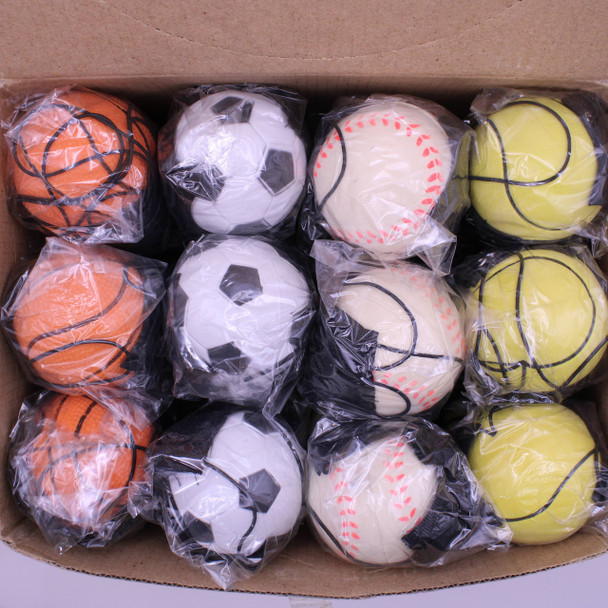 2" Rubber Mixed Sport Style Return Boomerang Ball 2 dz Display .81 each