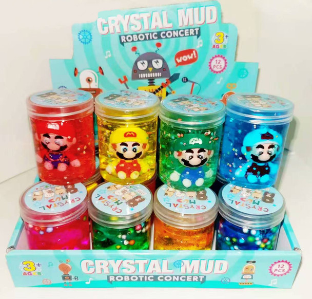 3" Crystal Mud Slime Jar with Novelty Figurines 12 pcs per display box .80 each
