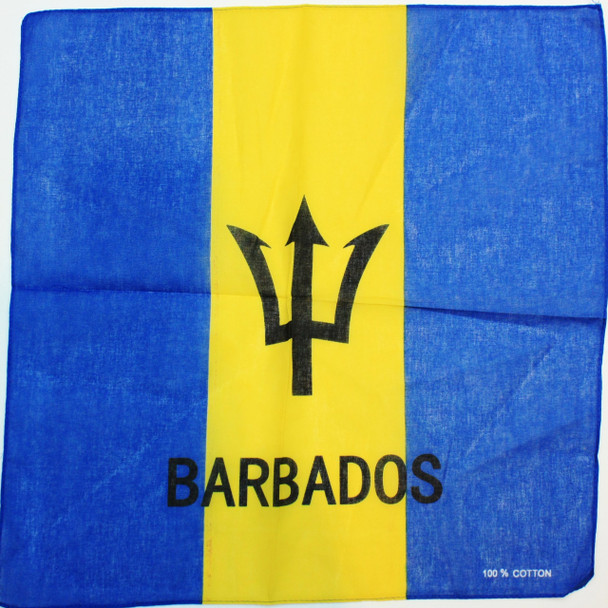 21" Square Barbados Country Flag Cotton Bandana .70 each